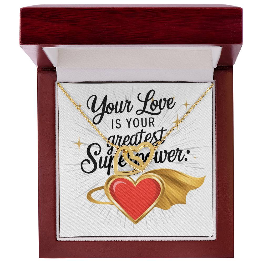 Your Love Is Your Greatest Superpower: Interlocking Hearts Necklace - Symbol of Love, Connection, and Self-Care