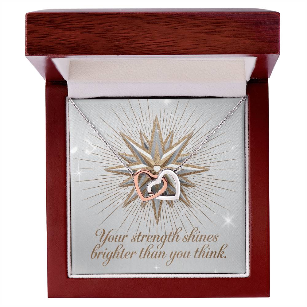 Your Strength Shines Brighter Than You Think: Interlocking Hearts Necklace - Symbol of Love, Connection, and Self-Care