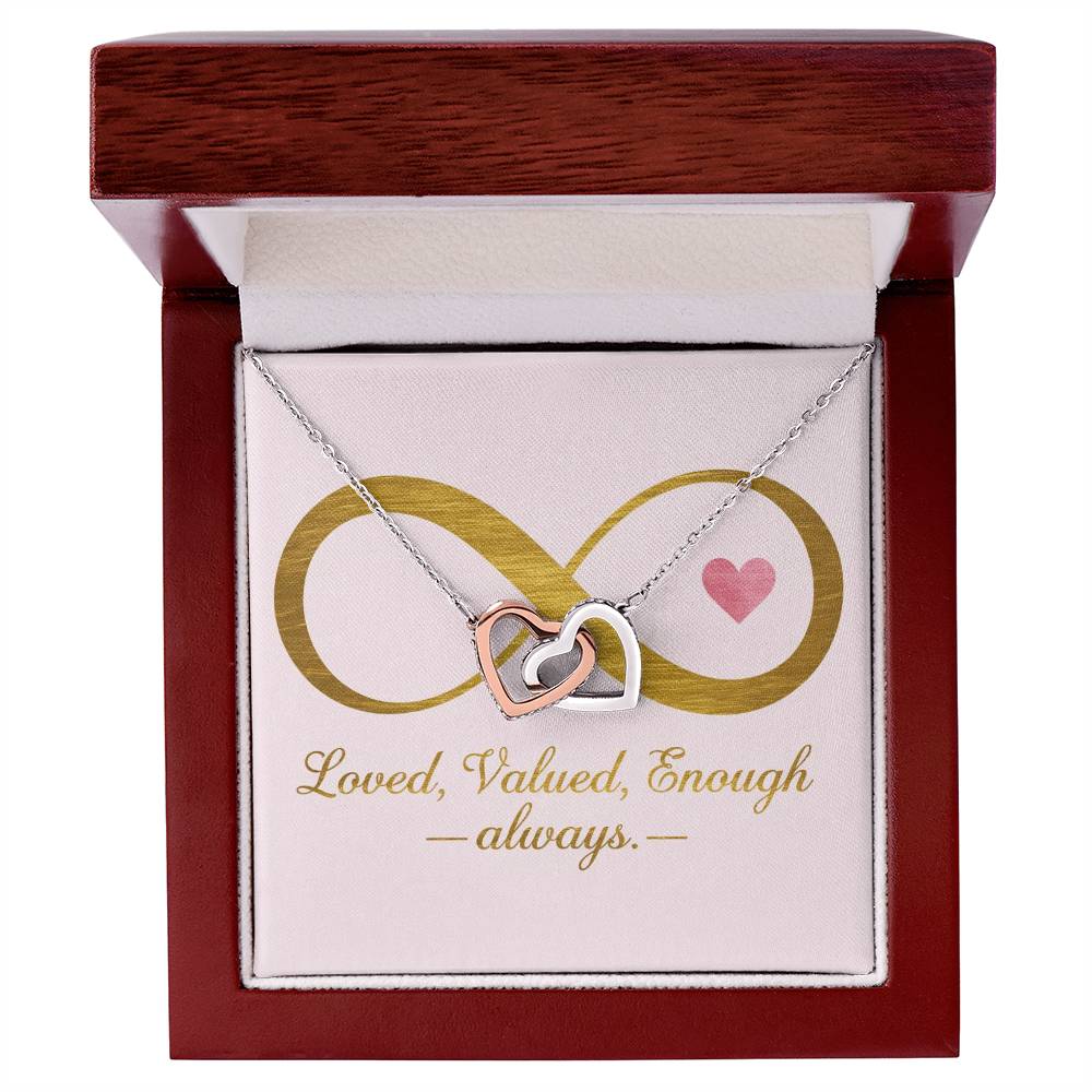 Loved, Valued, Enough - Always-: Interlocking Hearts Necklace - Symbol of Love, Connection, and Self-Care