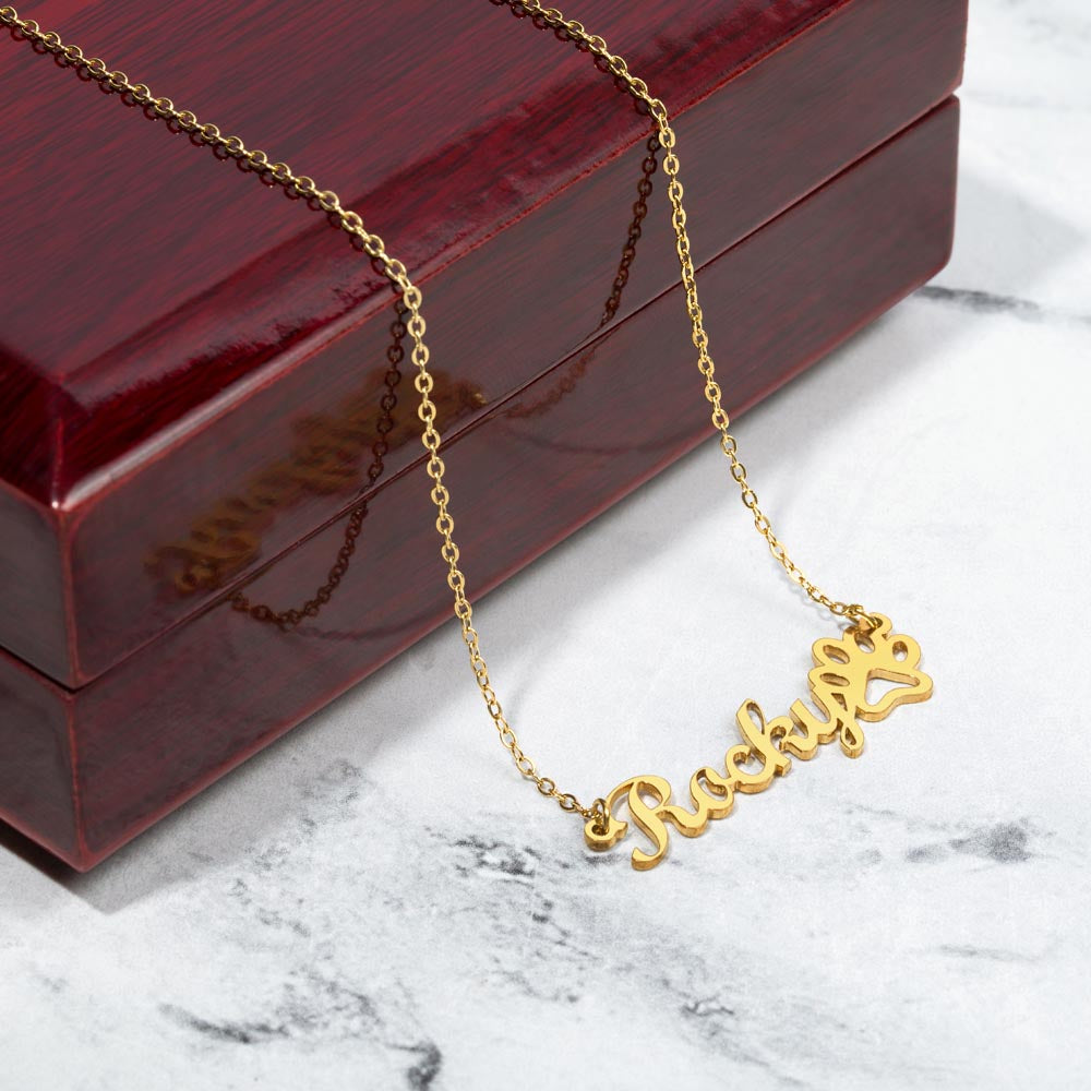 When the weight of the world... Personalized Name Necklace + Paw Print