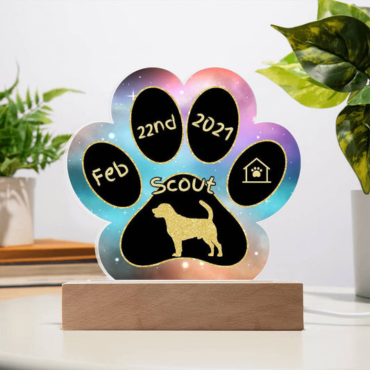 Beagle - Personalized Dog Gotcha Day Acrylic Paw Print Plaque