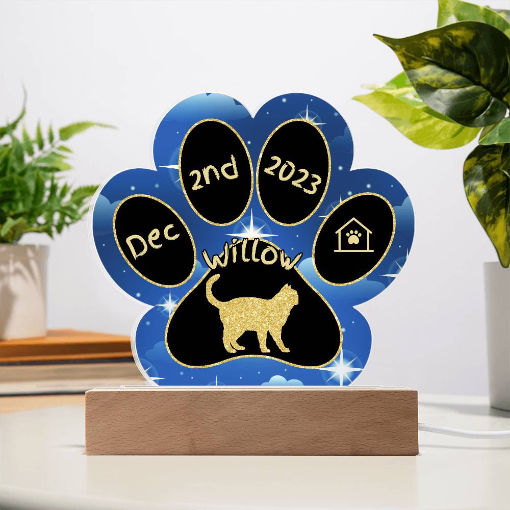 Ojos Azules - Personalized Cat Gotcha Day Acrylic Paw Print Plaque