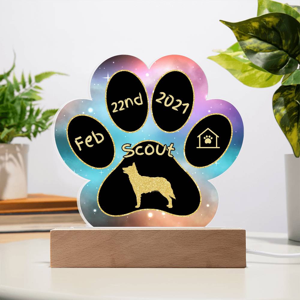 Mudi - Personalized Dog Gotcha Day Acrylic Paw Print Plaque