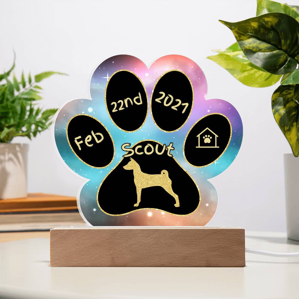 Basenji - Personalized Dog Gotcha Day Acrylic Paw Print Plaque