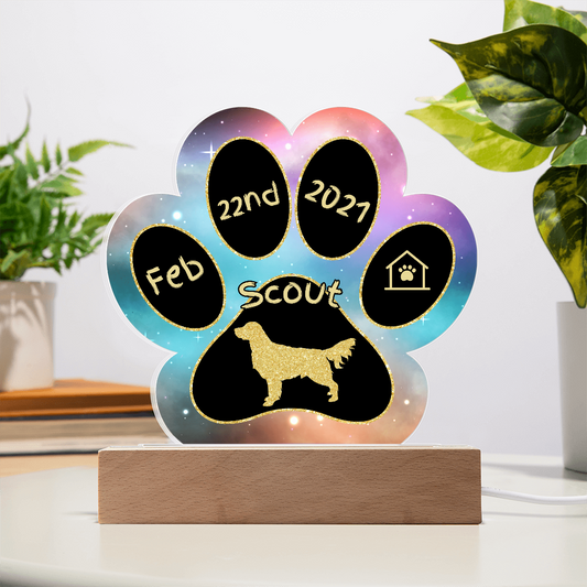 Golden Retriever - Personalized Dog Gotcha Day Acrylic Paw Print Plaque