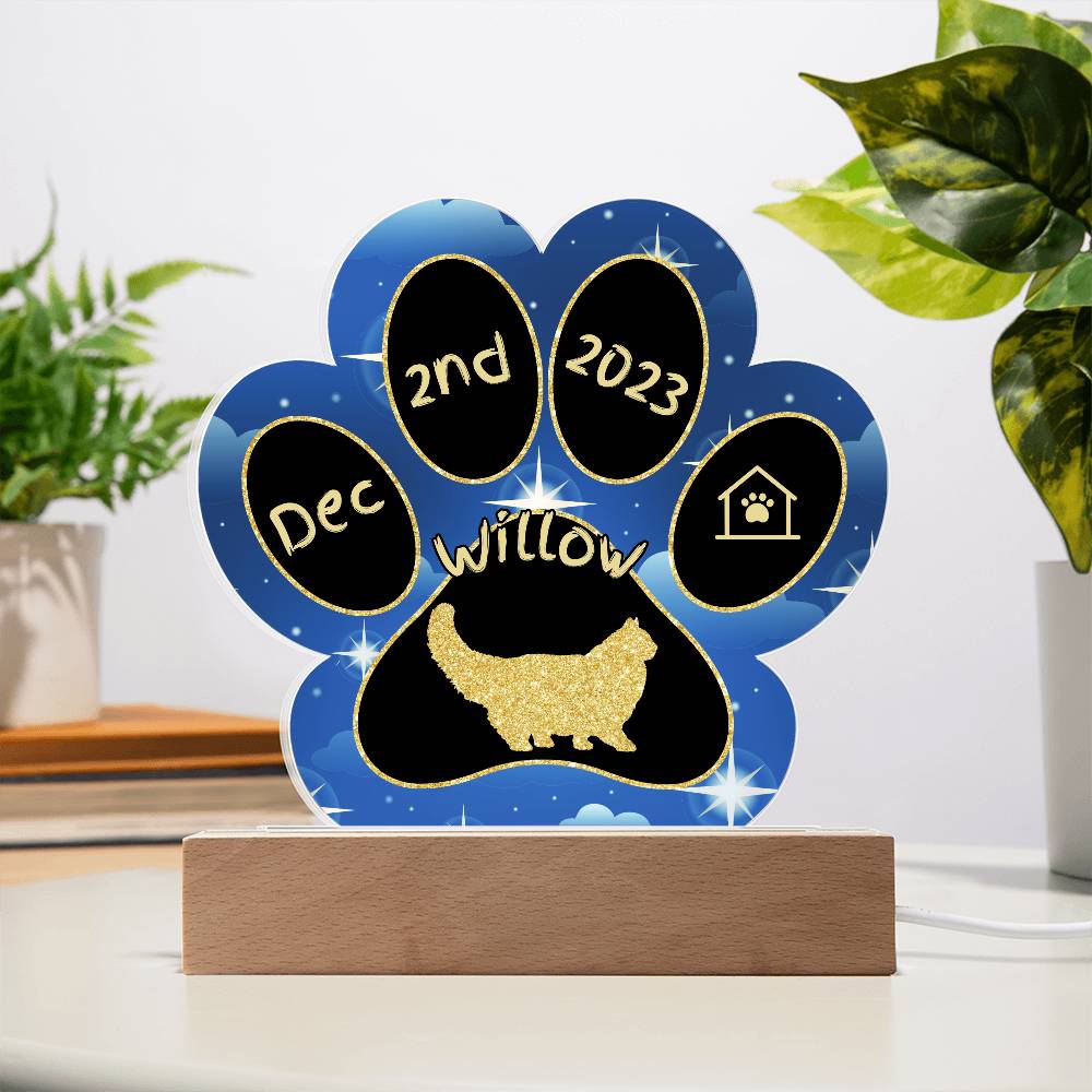 Persian - Personalized Cat Gotcha Day Acrylic Paw Print Plaque