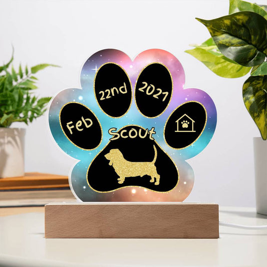 Basset Hound - Personalized Dog Gotcha Day Acrylic Paw Print Plaque