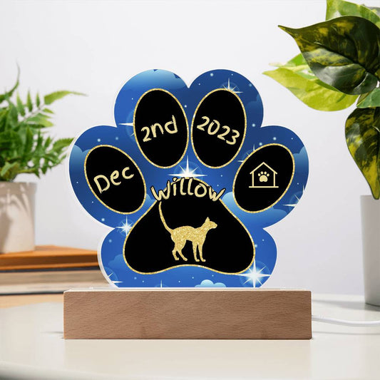 Oriental  Bicolour - Personalized Cat Gotcha Day Acrylic Paw Print Plaque