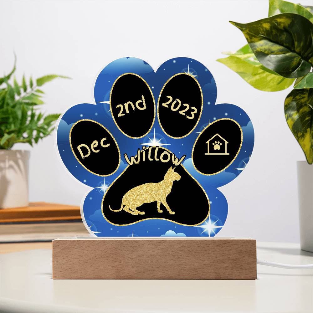 Don Sphynx - Personalized Cat Gotcha Day Acrylic Paw Print Plaque