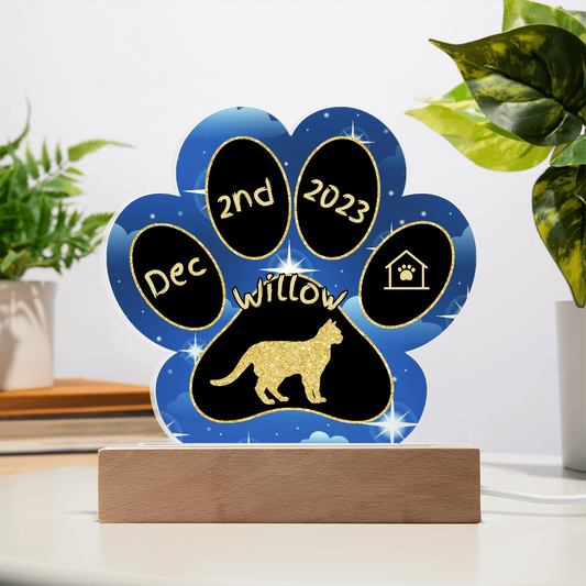 Raas - Personalized Cat Gotcha Day Acrylic Paw Print Plaque