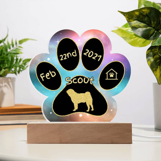 Pug - Personalized Dog Gotcha Day Acrylic Paw Print Plaque