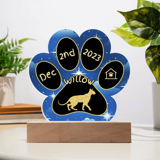 Peterbald - Personalized Cat Gotcha Day Acrylic Paw Print Plaque