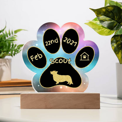 Pembroke Welsh Corgi - Personalized Dog Gotcha Day Acrylic Paw Print Plaque