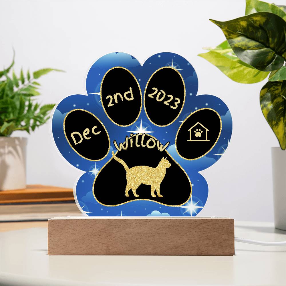 Snowshoe - Personalized Cat Gotcha Day Acrylic Paw Print Plaque