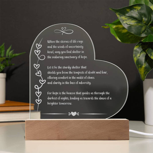 When the storms of life.. Hope Illuminated: Engraved Acrylic Plaque with LED Base - Inspirational Mental Health Gift