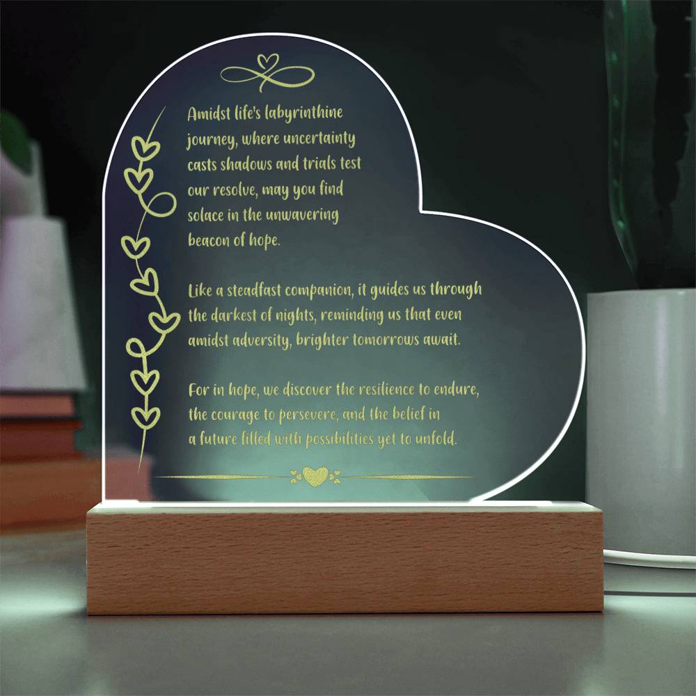 Amidst life's labyrinthine journey, where uncertainty casts shadows... Engraved Acrylic Plaque