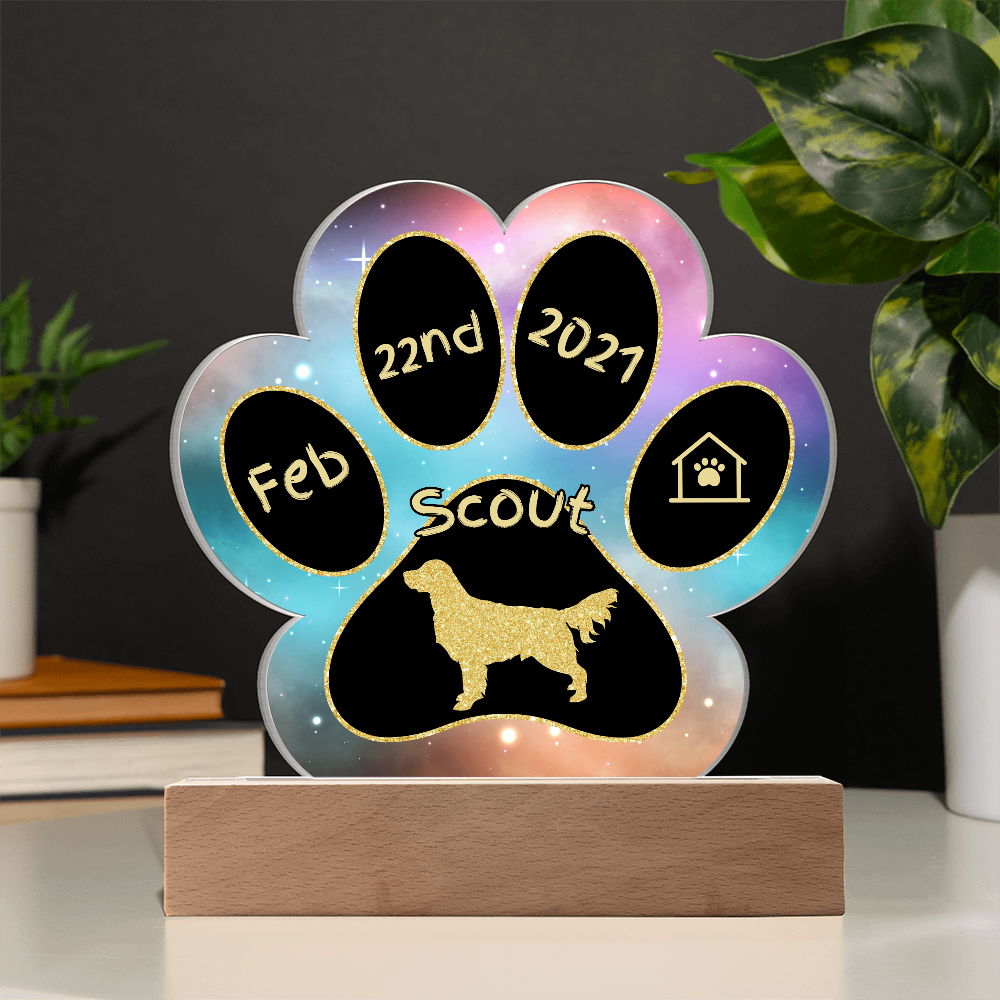 Golden Retriever - Personalized Dog Gotcha Day Acrylic Paw Print Plaque