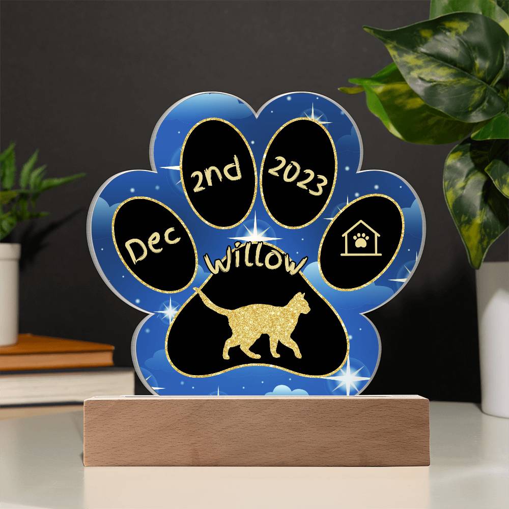 Khao  Manee - Personalized Cat Gotcha Day Acrylic Paw Print Plaque