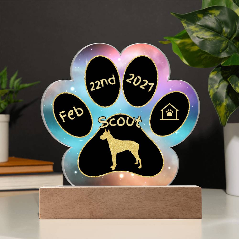 Great Dane - Personalized Dog Gotcha Day Acrylic Paw Print Plaque