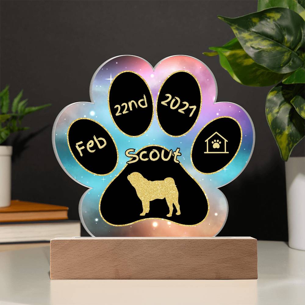 Pug - Personalized Dog Gotcha Day Acrylic Paw Print Plaque