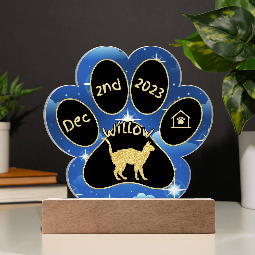 Lykoi - Personalized Cat Gotcha Day Acrylic Paw Print Plaque