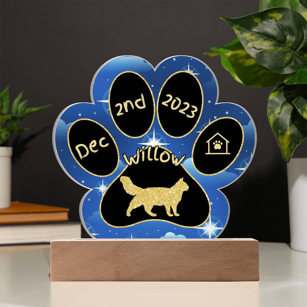 Turkish Van - Personalized Cat Gotcha Day Acrylic Paw Print Plaque