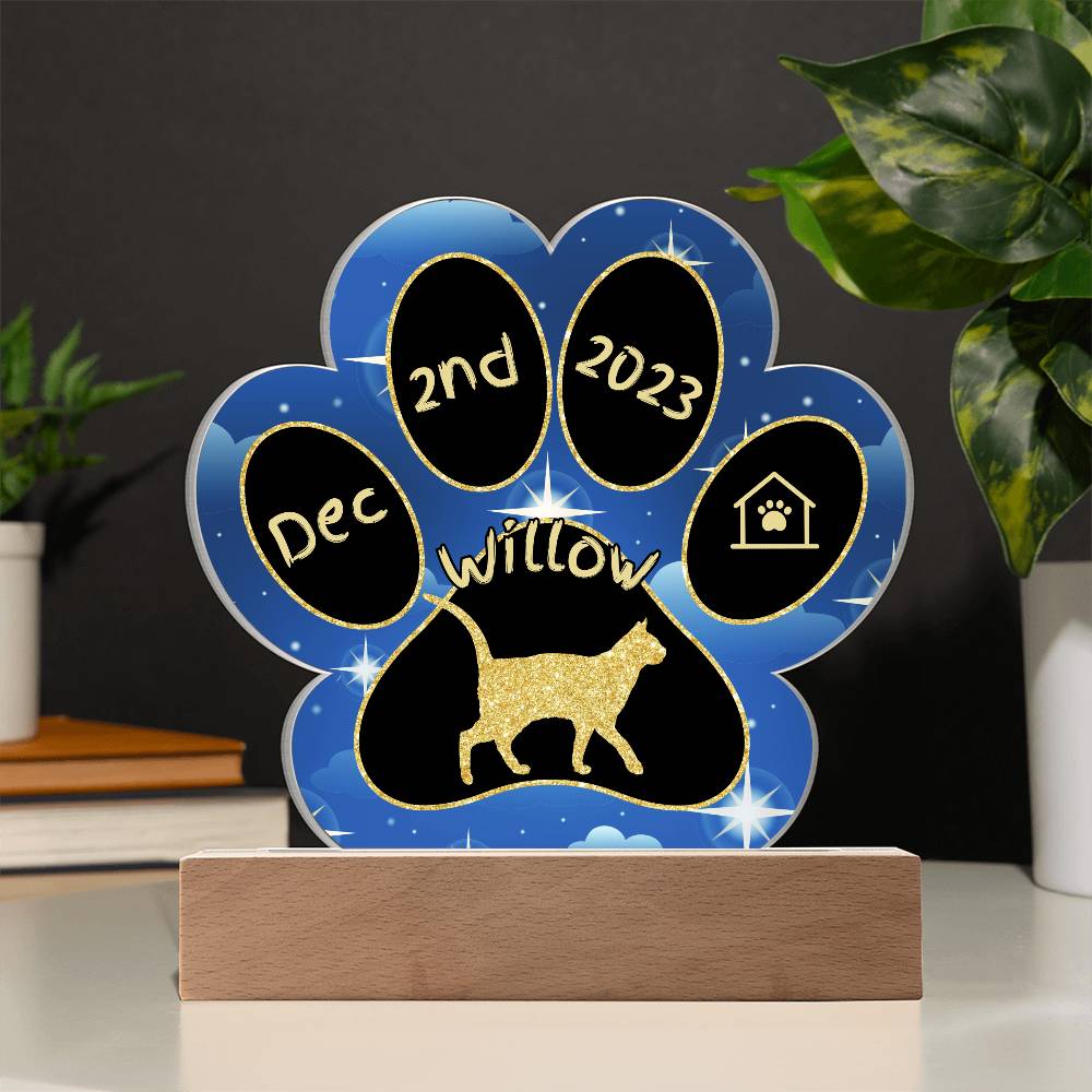 Russian White - Personalized Cat Gotcha Day Acrylic Paw Print Plaque