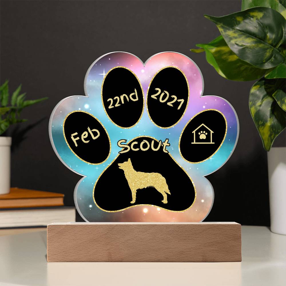 Mudi - Personalized Dog Gotcha Day Acrylic Paw Print Plaque