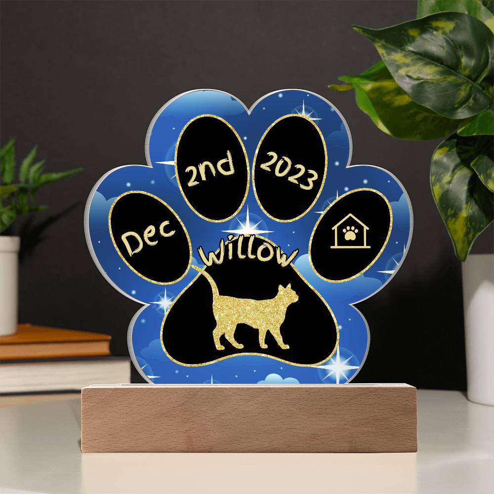 Sam Sawet - Personalized Cat Gotcha Day Acrylic Paw Print Plaque