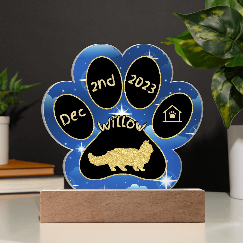 Lambkin - Personalized Cat Gotcha Day Acrylic Paw Print Plaque