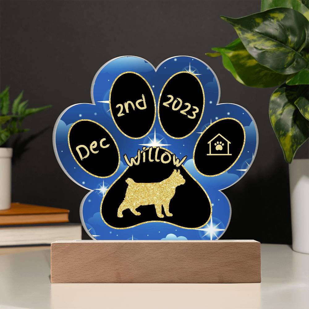 Highlander - Personalized Cat Gotcha Day Acrylic Paw Print Plaque