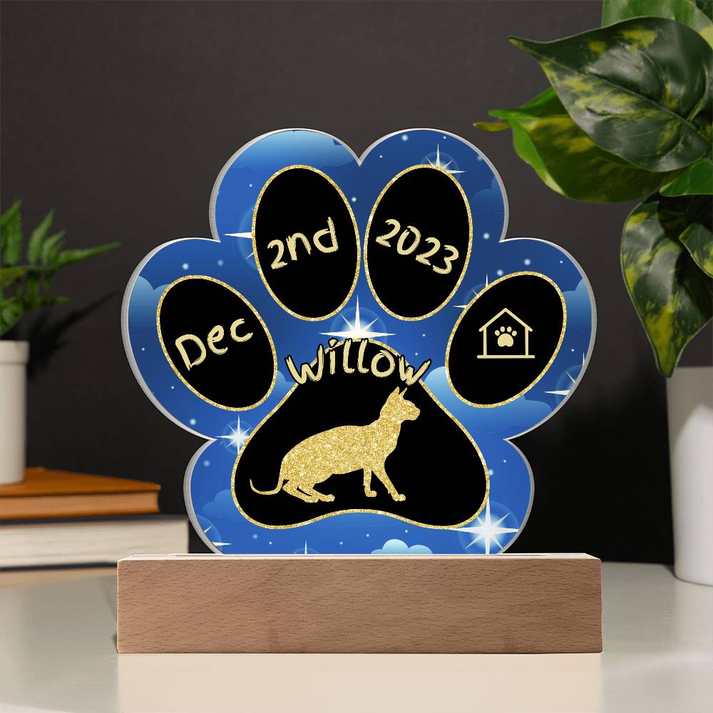 Don Sphynx - Personalized Cat Gotcha Day Acrylic Paw Print Plaque