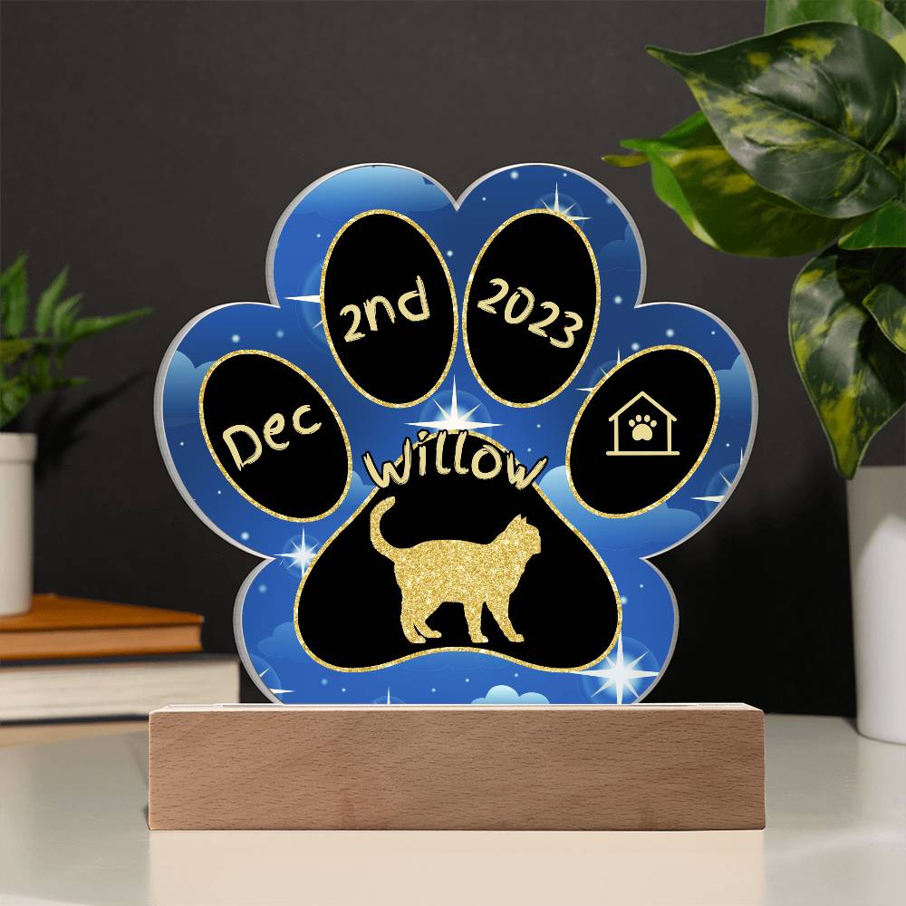 Ojos Azules - Personalized Cat Gotcha Day Acrylic Paw Print Plaque