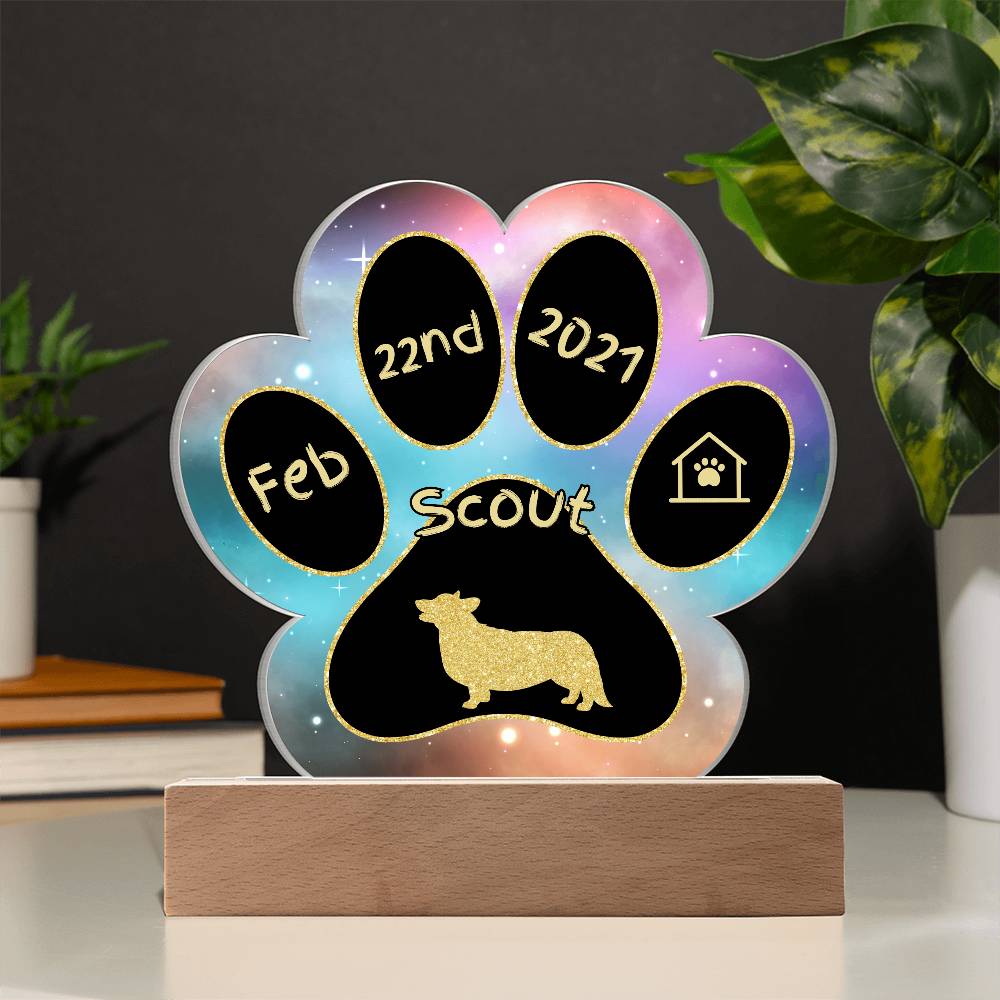 Pembroke Welsh Corgi - Personalized Dog Gotcha Day Acrylic Paw Print Plaque