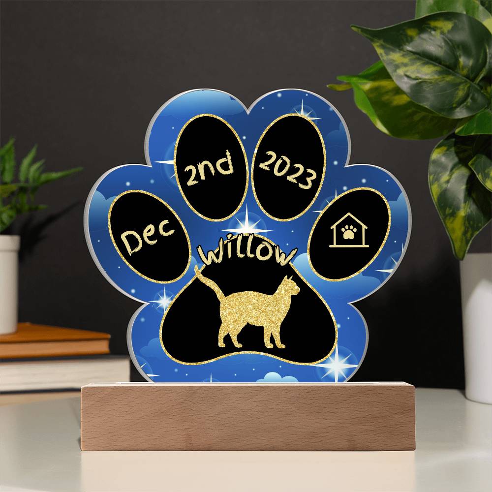 Snowshoe - Personalized Cat Gotcha Day Acrylic Paw Print Plaque