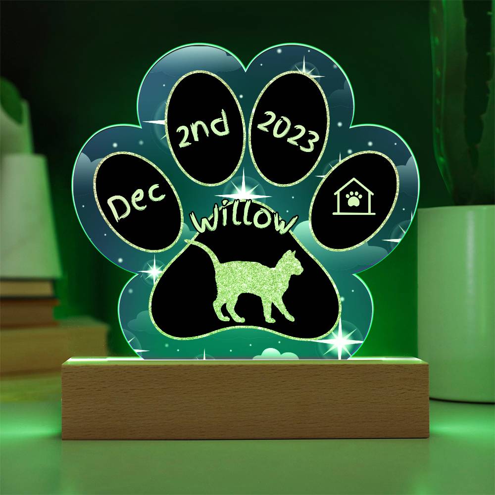 Kanaani - Personalized Cat Gotcha Day Acrylic Paw Print Plaque