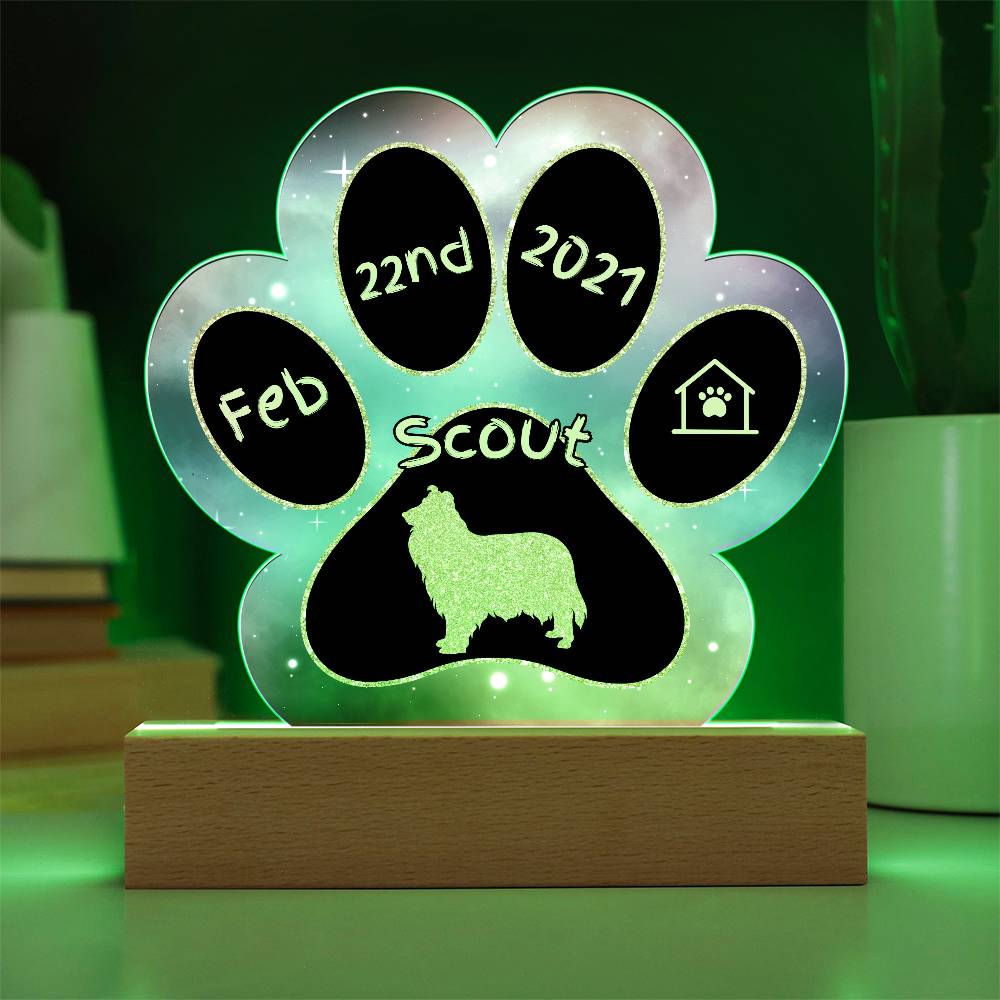 Collie - Personalized Dog Gotcha Day Acrylic Paw Print Plaque