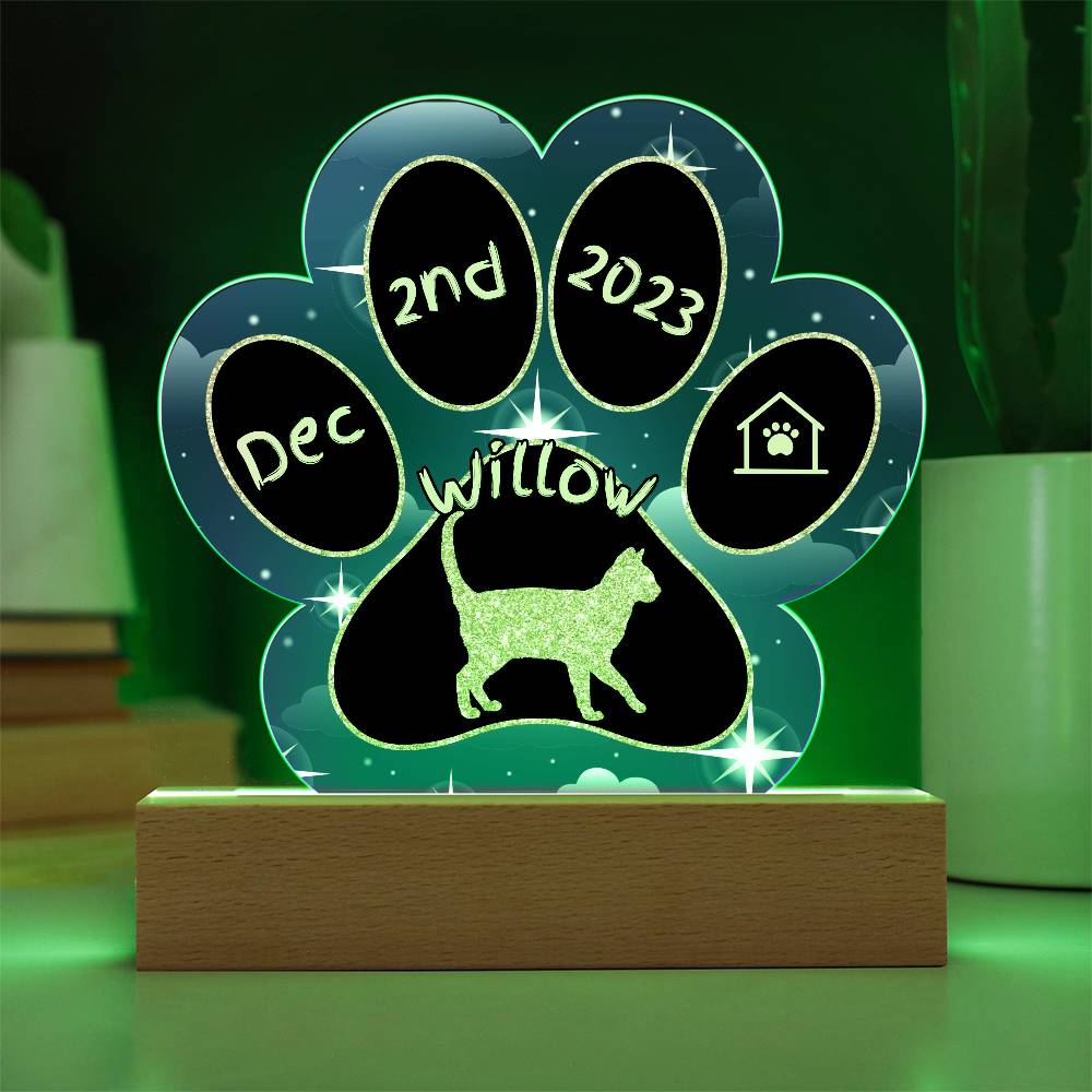 Korn Ja - Personalized Cat Gotcha Day Acrylic Paw Print Plaque