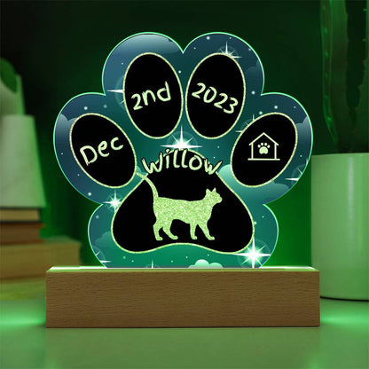 Sam Sawet - Personalized Cat Gotcha Day Acrylic Paw Print Plaque