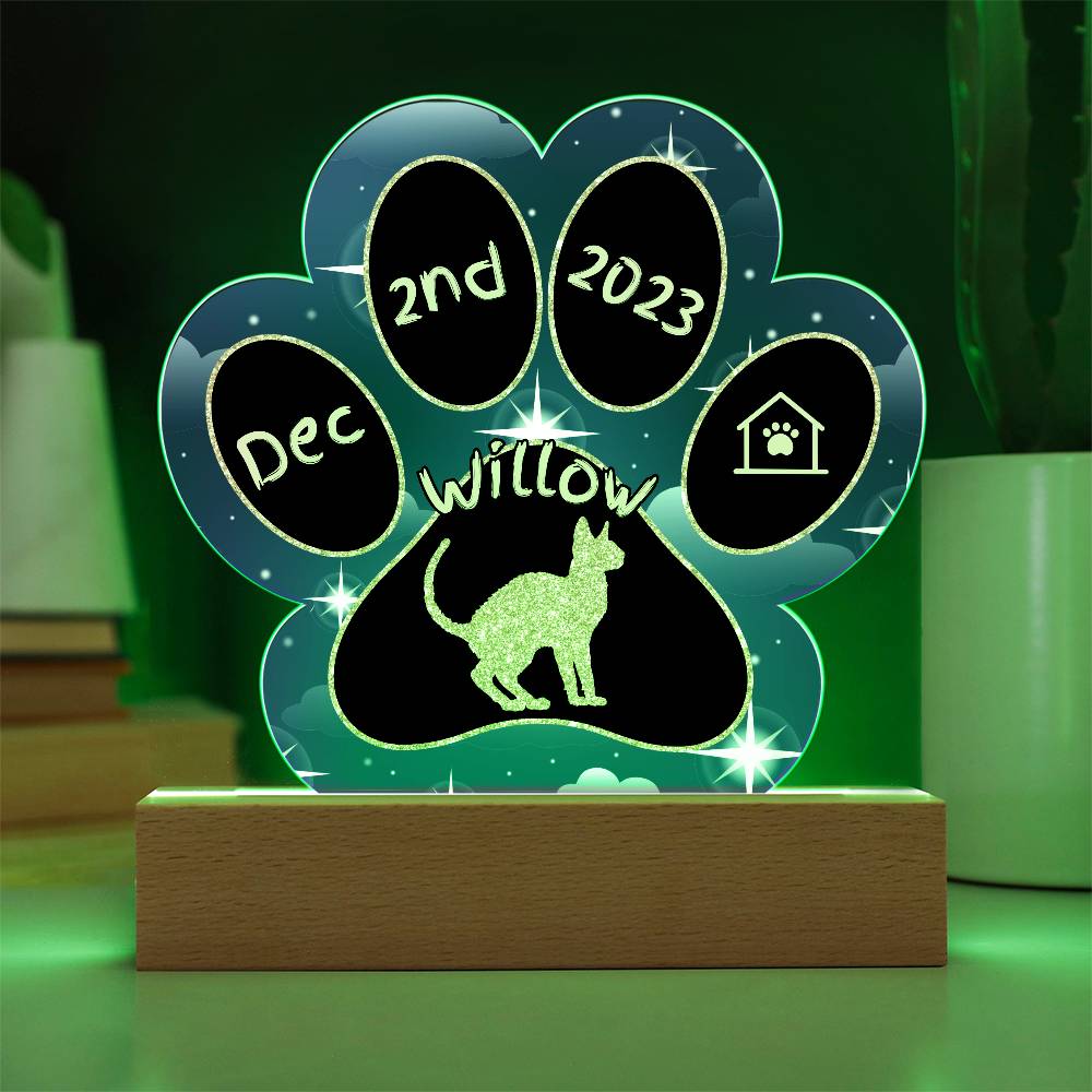 Oregon Rex - Personalized Cat Gotcha Day Acrylic Paw Print Plaque