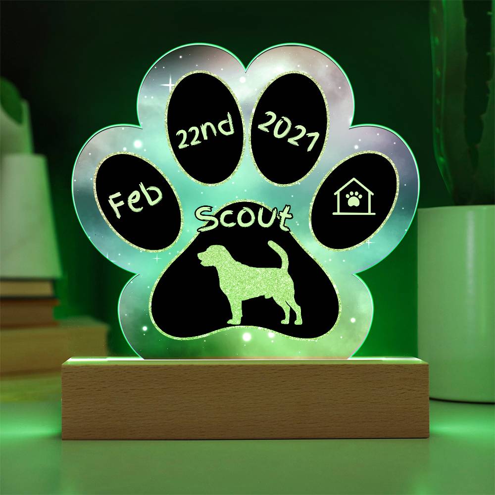 Beagle - Personalized Dog Gotcha Day Acrylic Paw Print Plaque