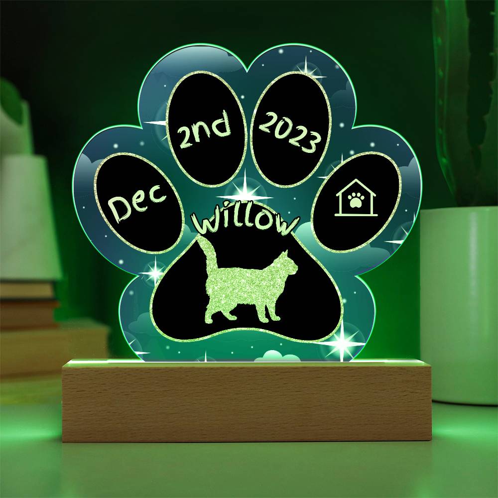 York Chocolate - Personalized Cat Gotcha Day Acrylic Paw Print Plaque