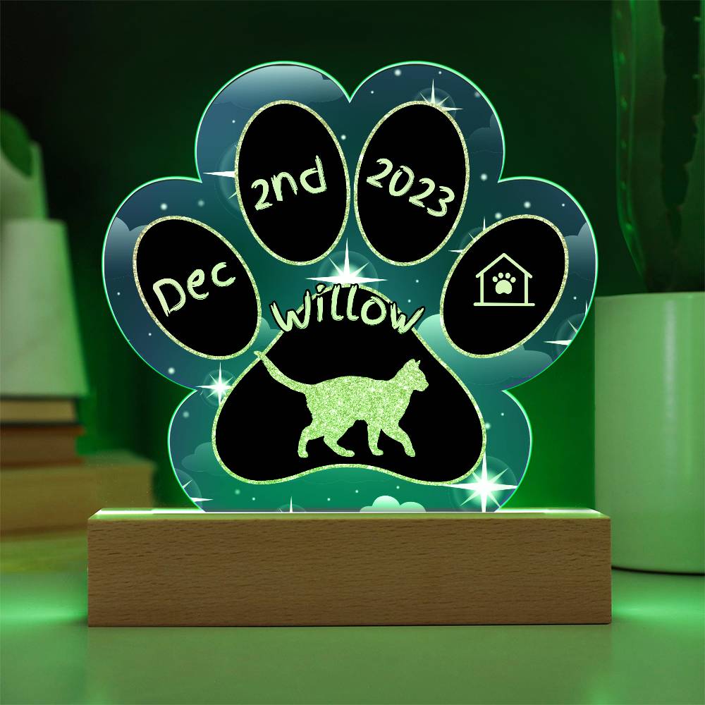 Khao  Manee - Personalized Cat Gotcha Day Acrylic Paw Print Plaque