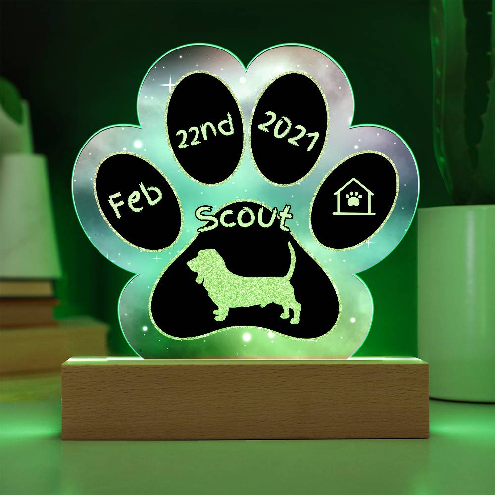 Basset Hound - Personalized Dog Gotcha Day Acrylic Paw Print Plaque