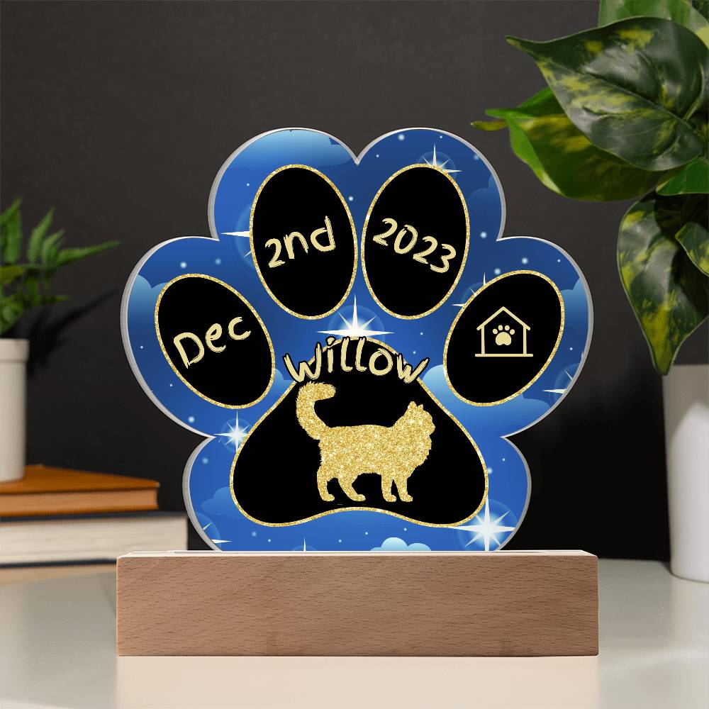 Asian Semi-Longhair - Personalized Cat Gotcha Day Acrylic Paw Print Plaque