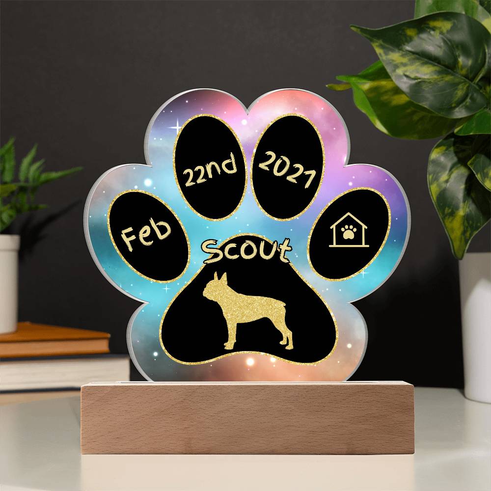 Boston Terrier - Personalized Dog Gotcha Day Acrylic Paw Print Plaque