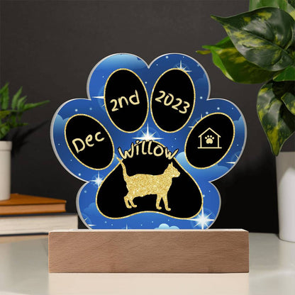 Arabian Mau - Personalized Cat Gotcha Day Acrylic Paw Print Plaque