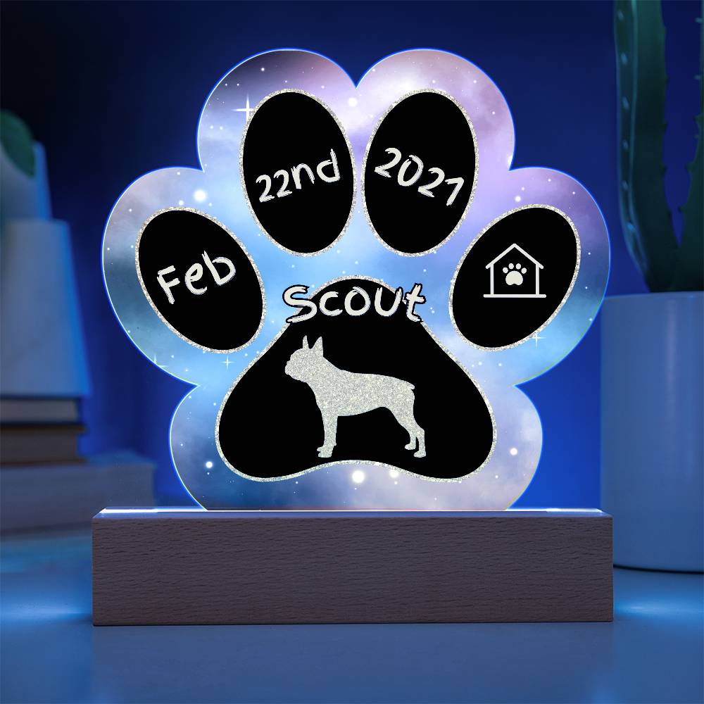 Boston Terrier - Personalized Dog Gotcha Day Acrylic Paw Print Plaque