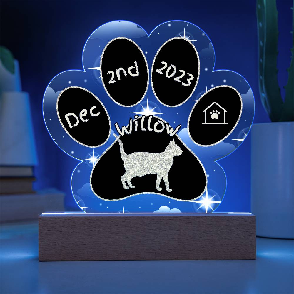 Arabian Mau - Personalized Cat Gotcha Day Acrylic Paw Print Plaque