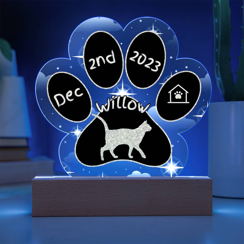 Russian White - Personalized Cat Gotcha Day Acrylic Paw Print Plaque